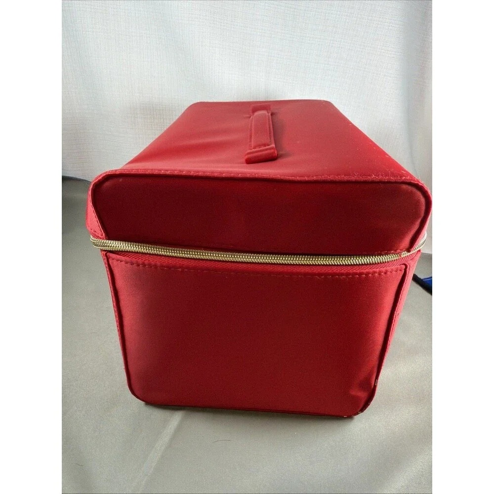 Estee Lauder 2022 Holiday Train Case Red Makeup Bag Cosmetic Travel Handle Zip